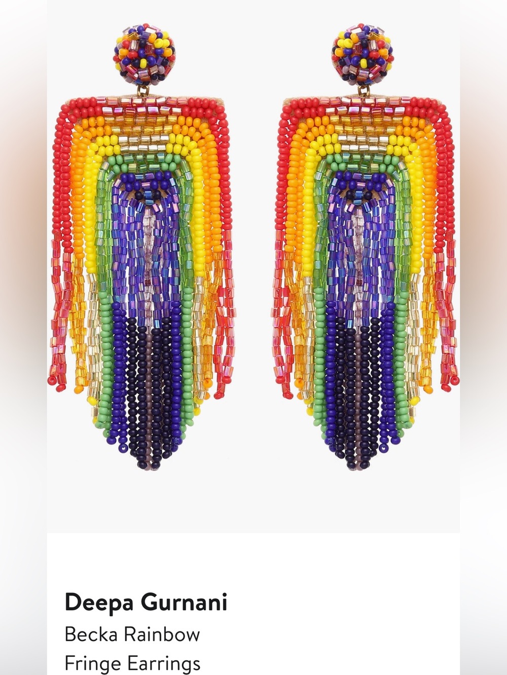 🌈 Colorful Rainbow Seed Bead Fringe Earrings
